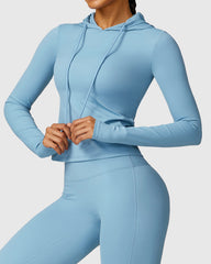 Gym Top With Sleeves in Pale Blue