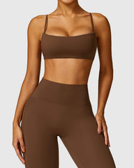 Yoga Strap Bandeau Bra in Brown