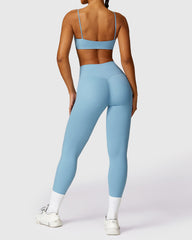 Light Blue Yoga Leggings & Bra