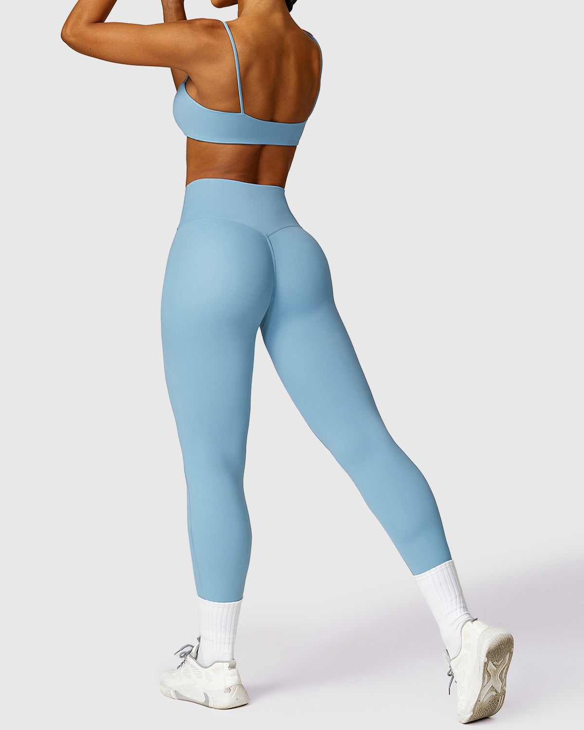 Sky Blue High Rise Leggings & Strap Bra