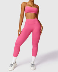 Pink Seamless Leggings & Bandeau Bra