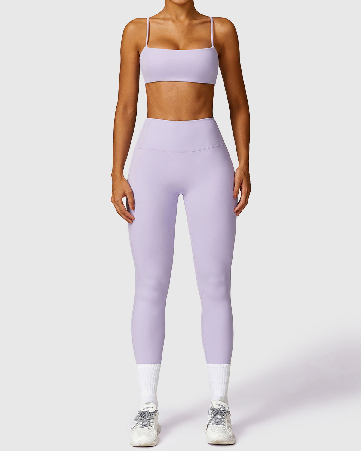 Purple Seamless Leggings & Strap Bandeau Bra