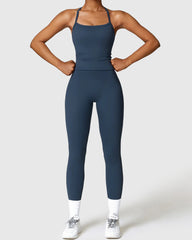 Navy Blue Seamless Leggings & Strap Tank Top