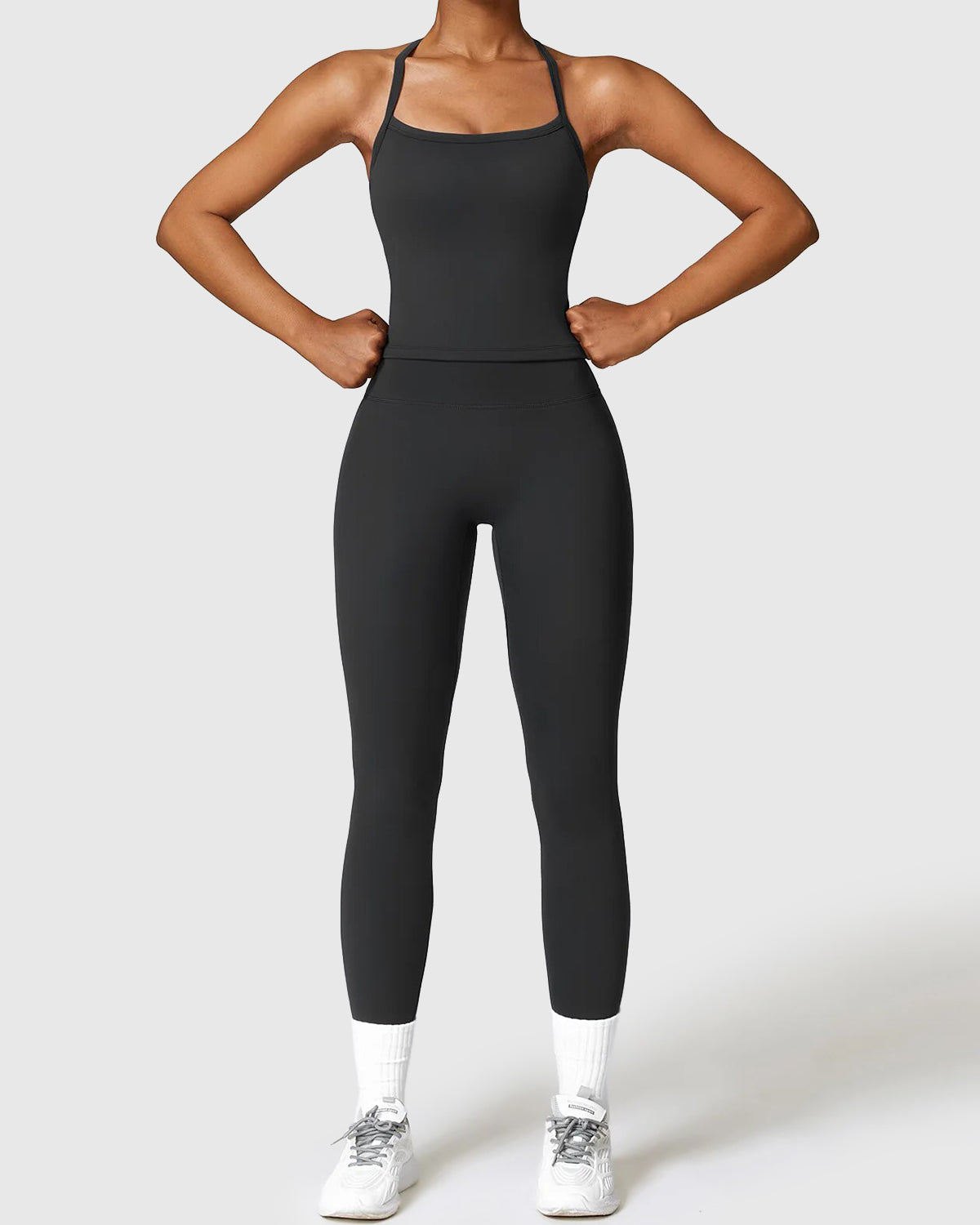 Black Seamless Leggings & Strap Tank Top