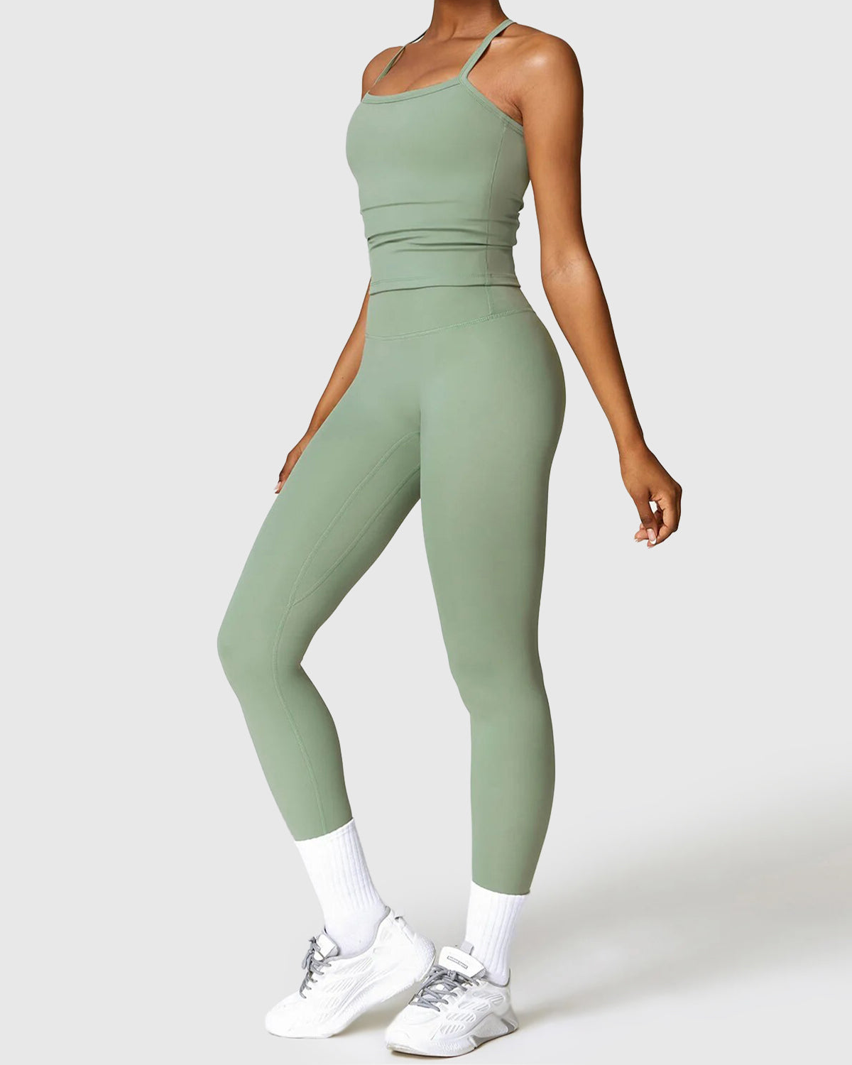 Workout Seamless Leggings & Strap Tank Top