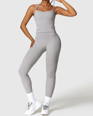 Bright Grey Seamless Leggings & Strap Tank Top