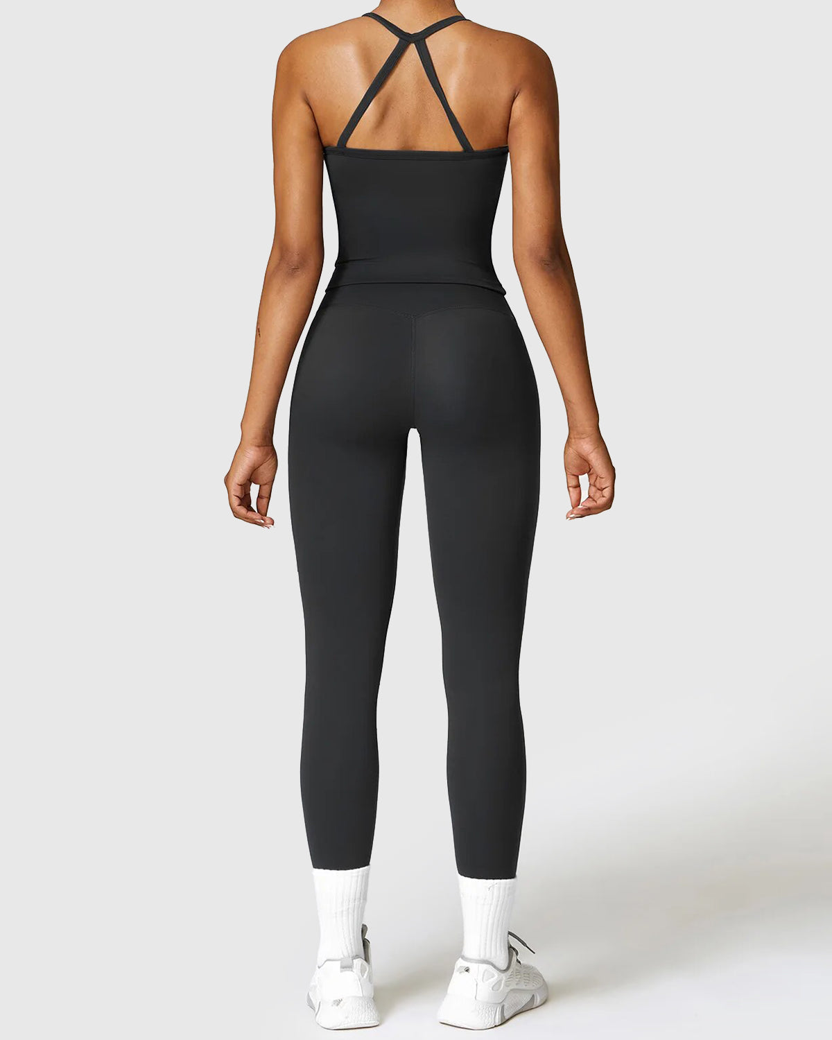 Black Fitness Seamless Leggings & Strap Tank Top