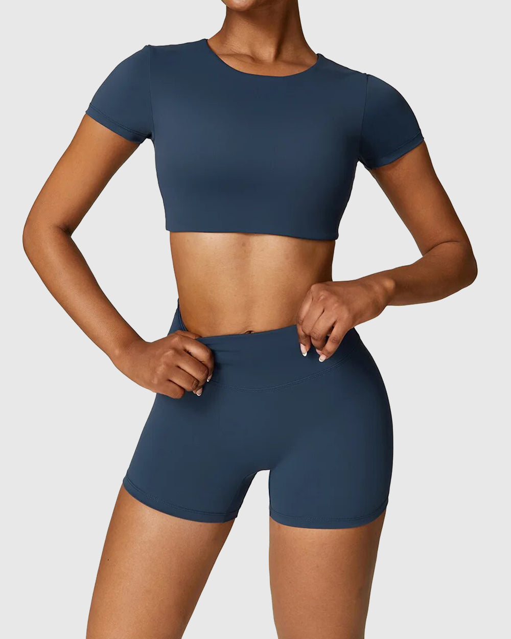 Navy Blue Sporty Crop Top 