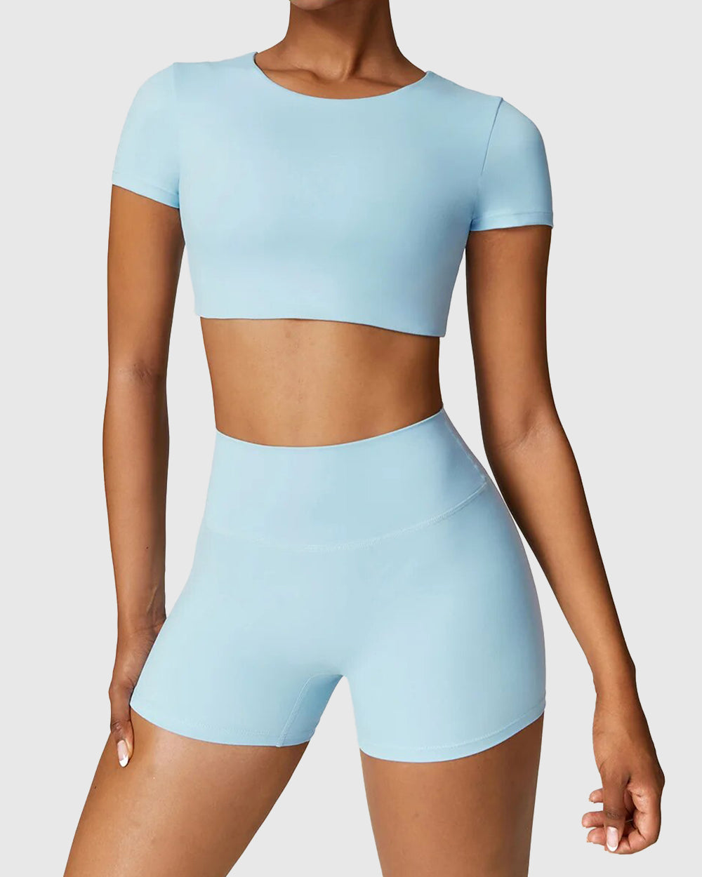 Pale Blue Workout Crop Top 