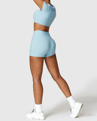 Light Blue Seamless Shorts & Crop Top 