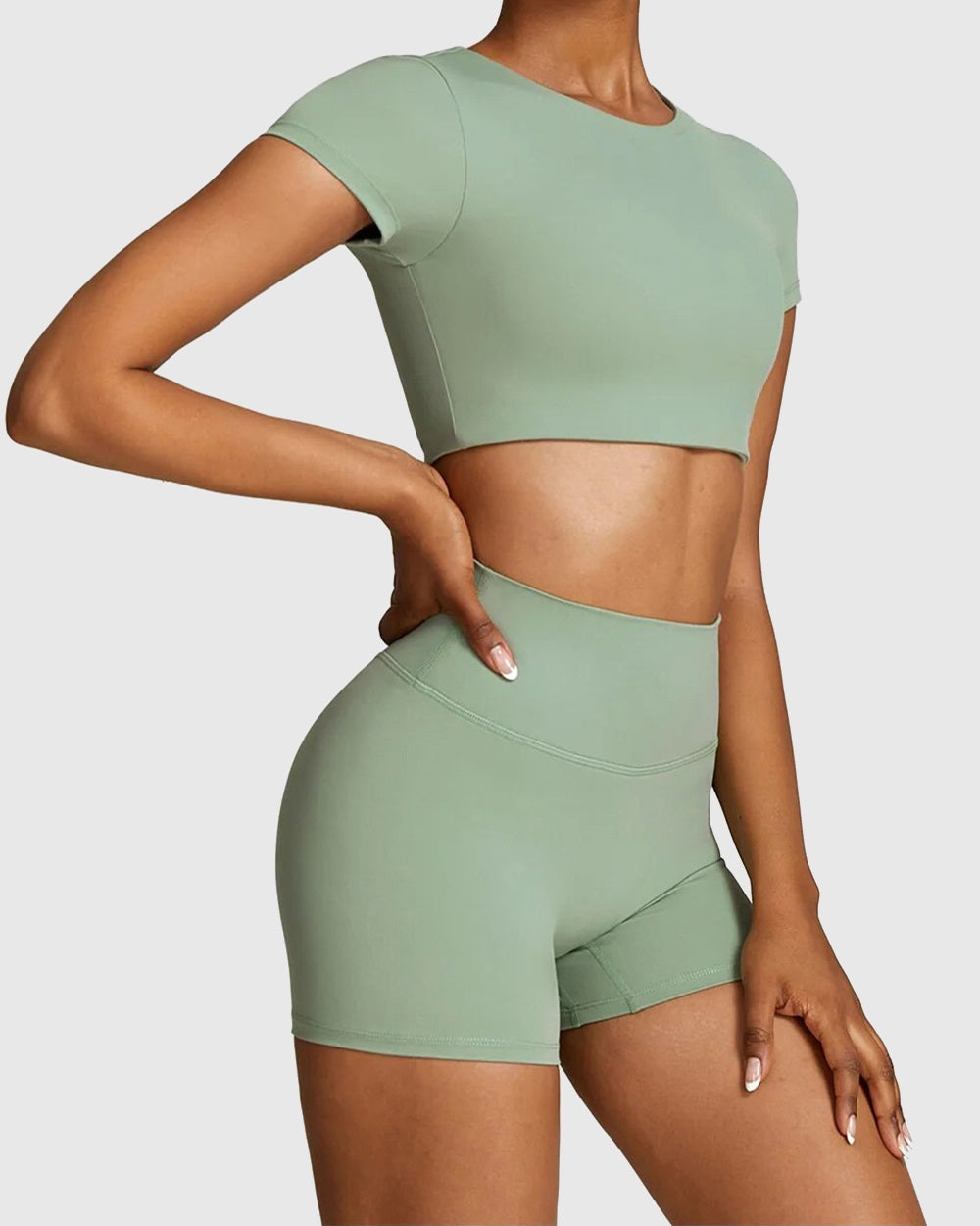 Basil Green Crop Top 