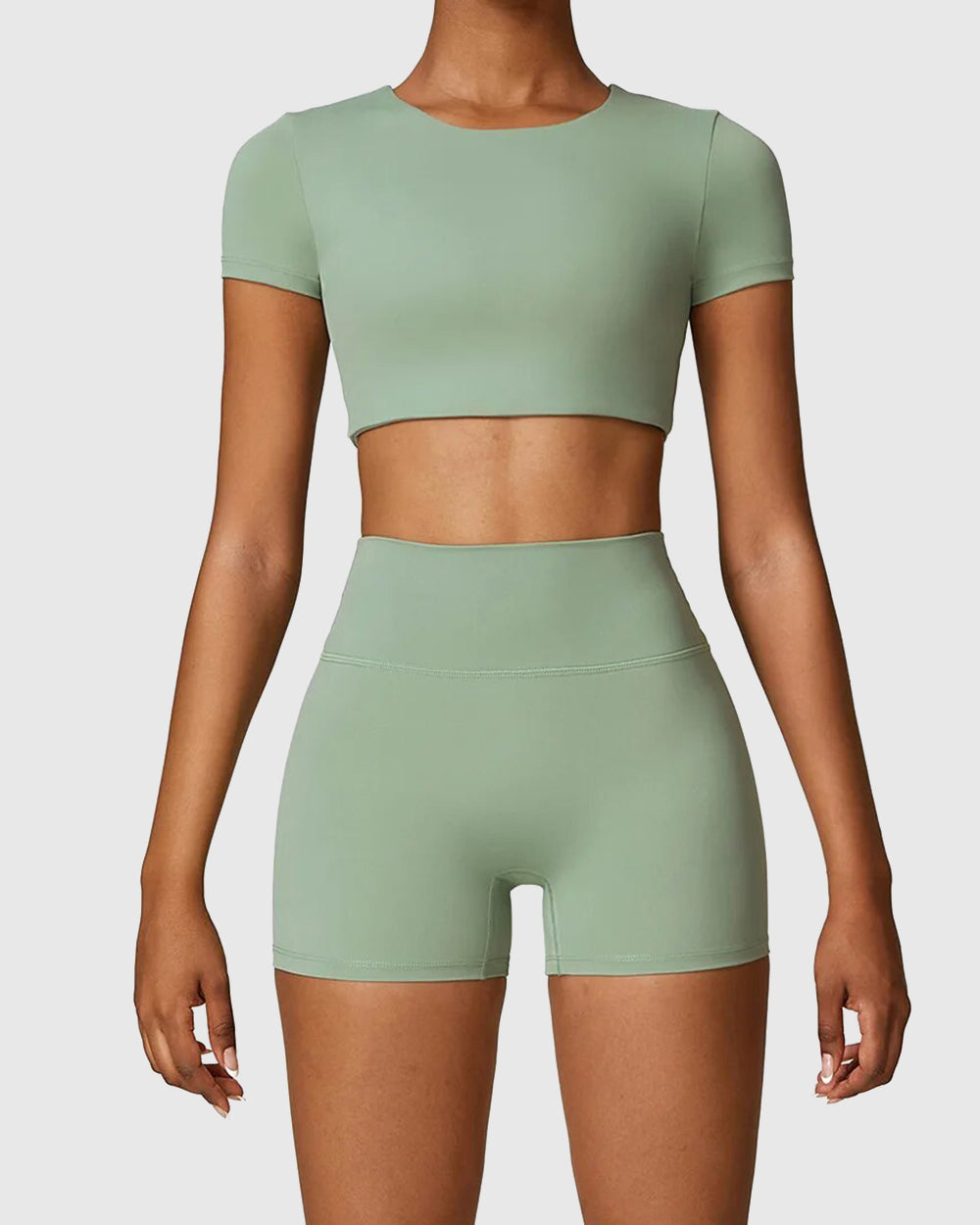 Basil Green Sporty Crop Top 