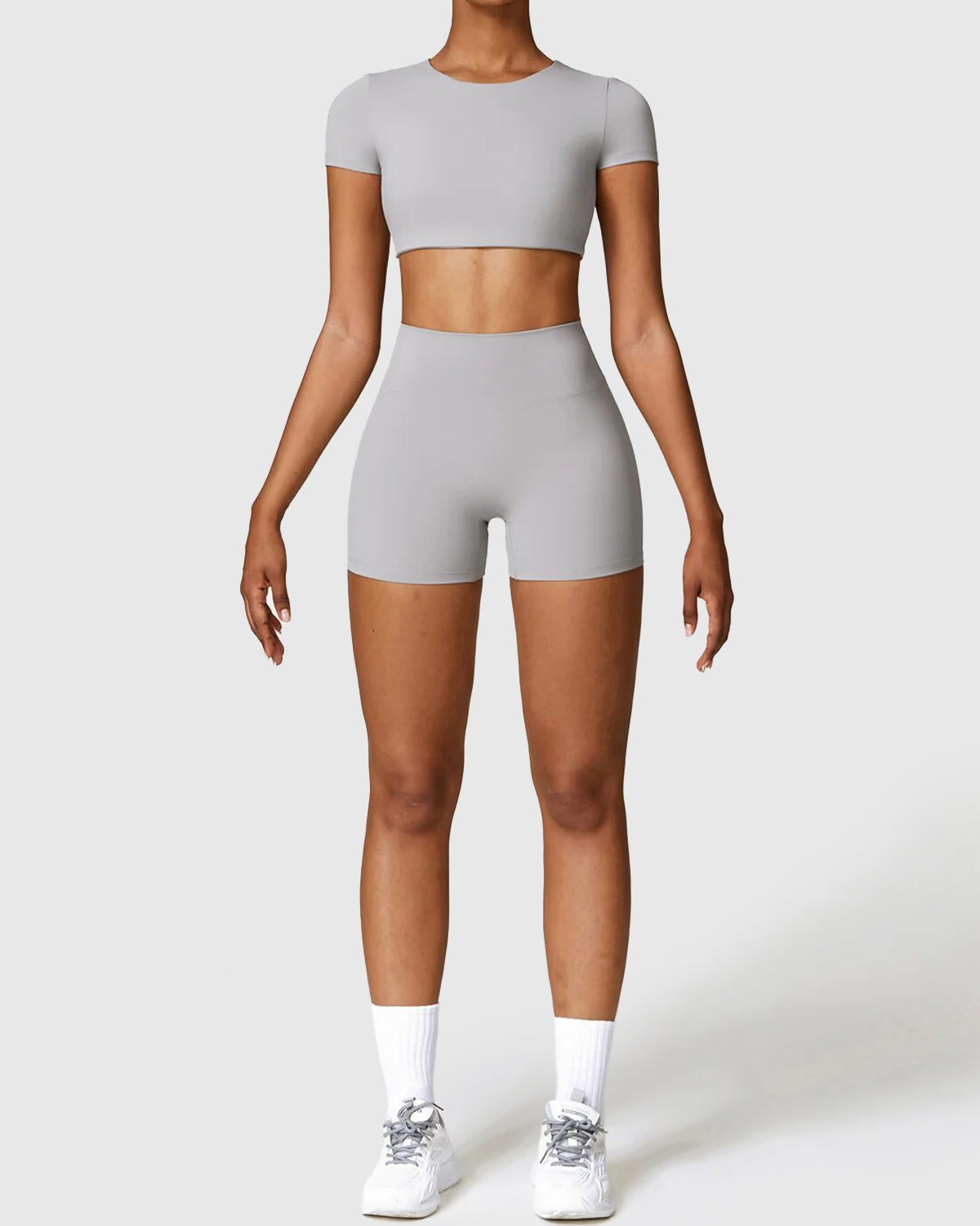 Light Grey Seamless Shorts & Crop Top 