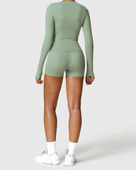 Comfortable Seamless Shorts & Long Sleeve Top