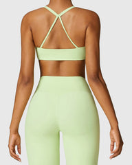 Green Strappy Back Sports Bra