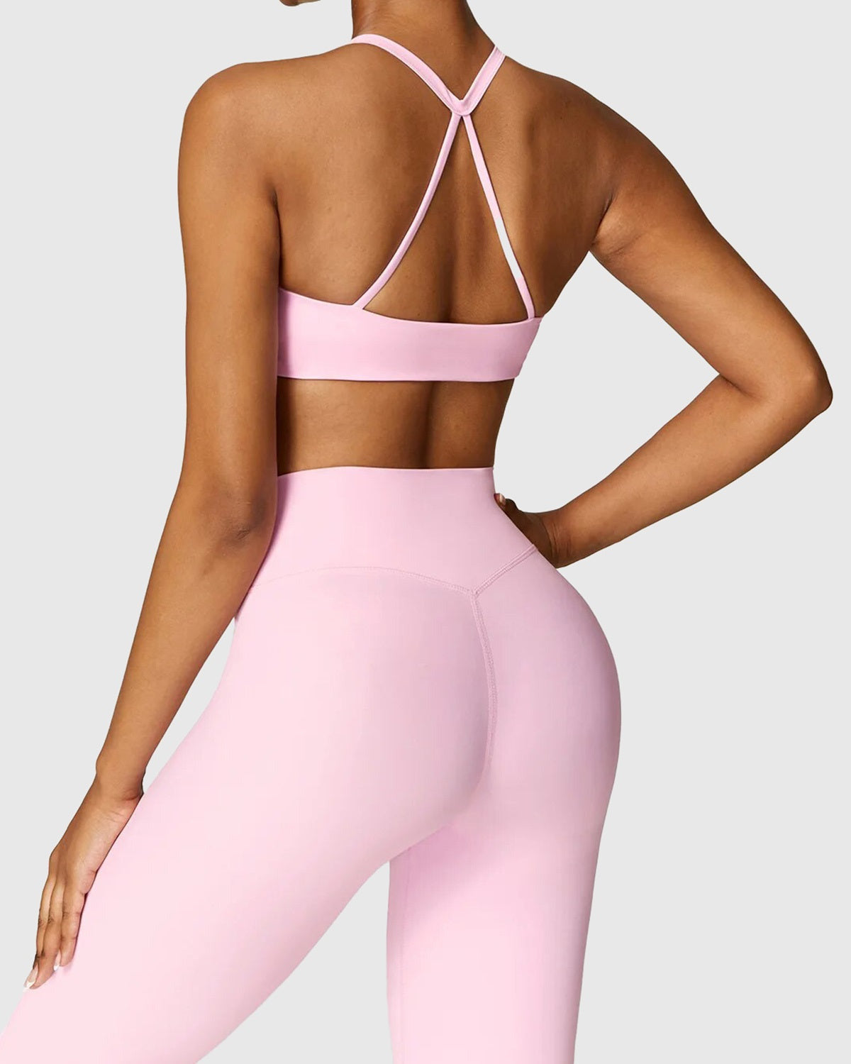 Light Pink Crisscross Bra - Yoga & Gym Outfit