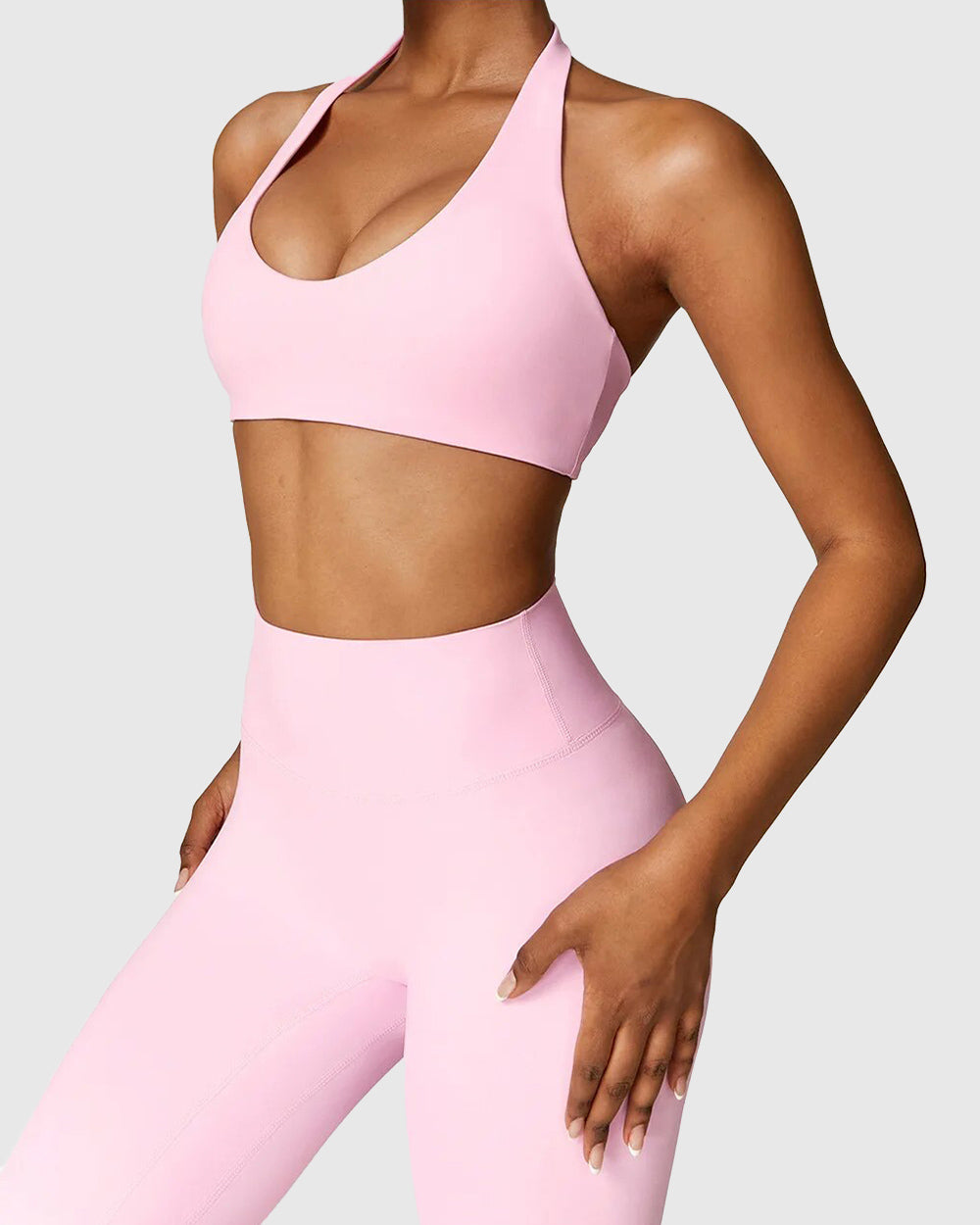 Pink Strappy Back Sports Bra